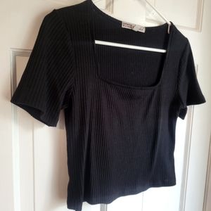 Black Crop Top Tee - Gypsies & Moondust - L